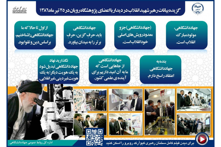 گزیدهای از سخنان رهبر شهید انقلاب در بازدید تاریخی از پژوهشگاه رویان/ جهاددانشگاهی مولود مبارک انقلاب است